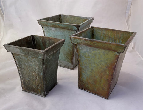 Metal square cache pot, set of 3.