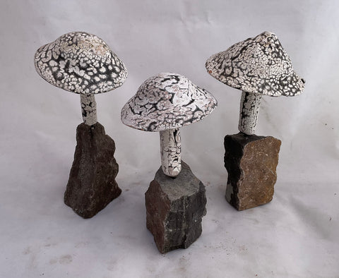 Three Ceramic mushrooms