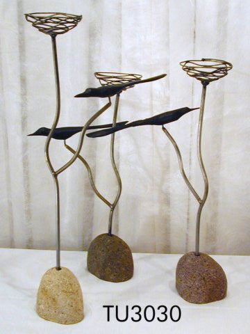Blackbird candlesticks set of 3